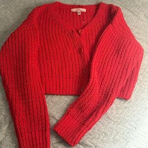 Medium lovetree red cropped button up sweater